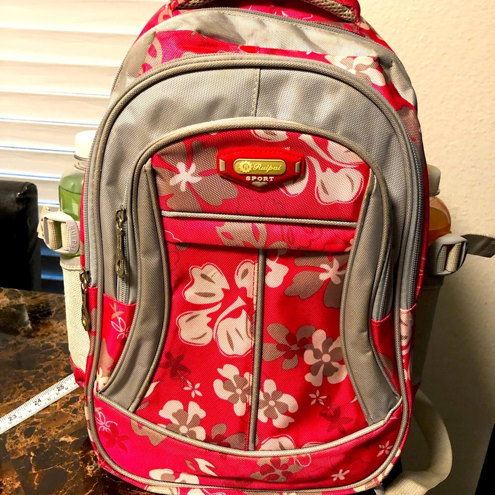 Ruipai Backpack School Bags Orthopedic Girls Floral Pink Gray Backpack
